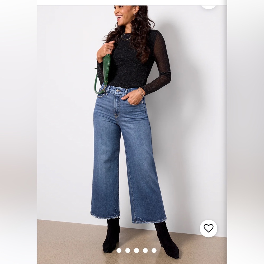 Good American Palazzo Blue Ankle Jeans